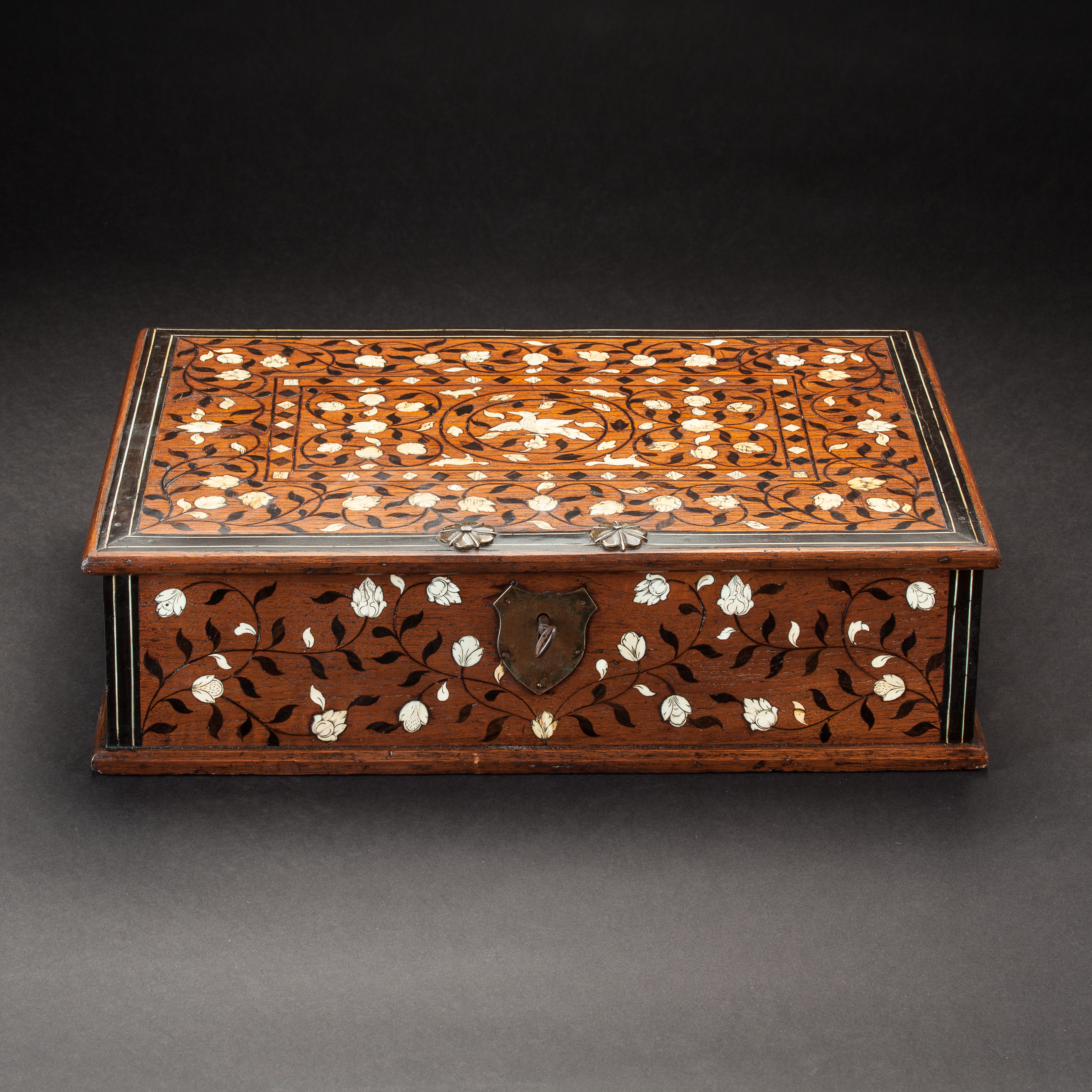 Ivory and Ebony Inlaid Document Box 