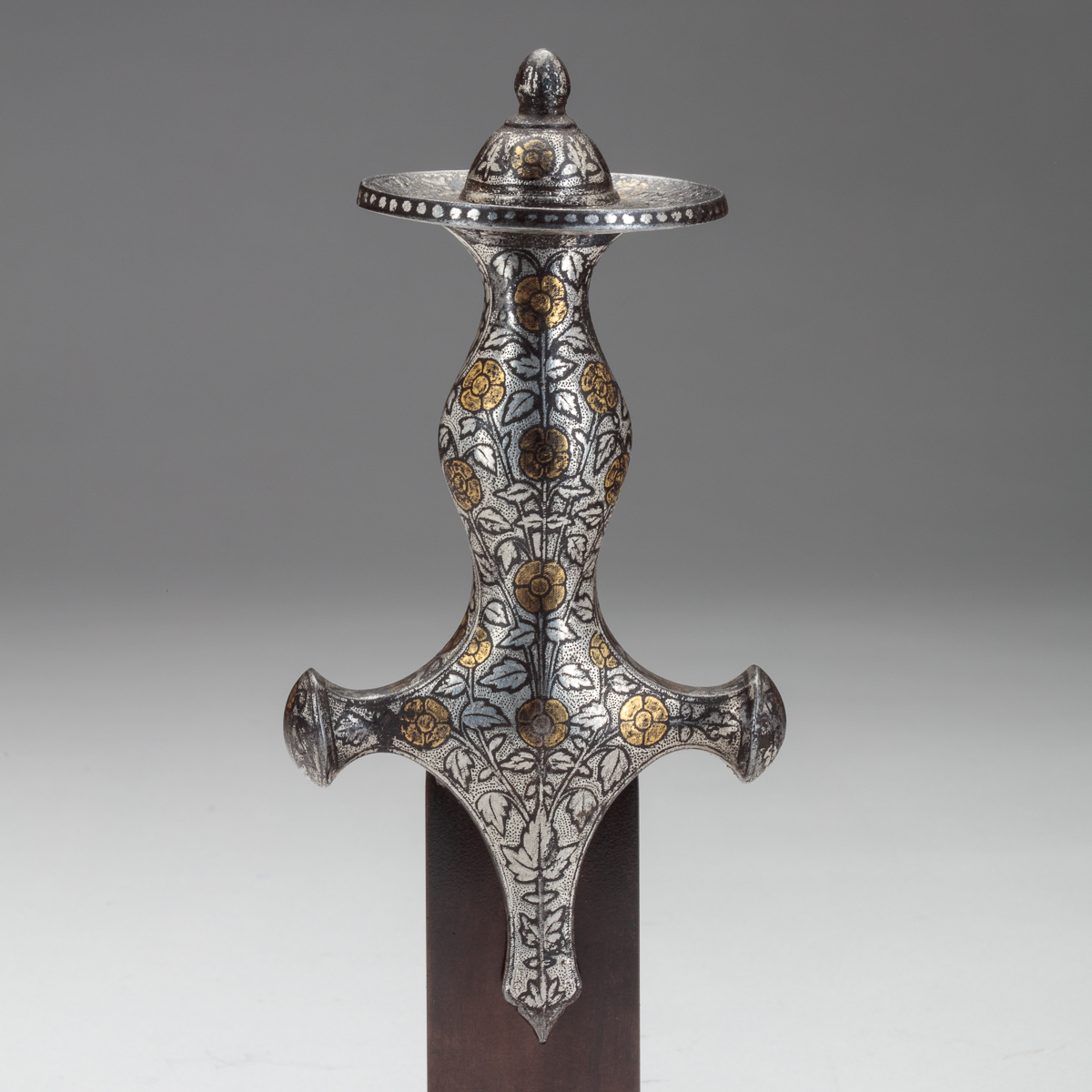 Silver Tulwar Hilt with Gold Overlay