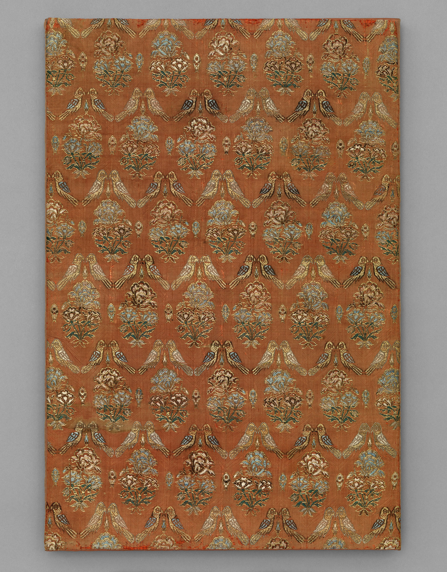 Safavid Textile with Paired Birds and Blooms