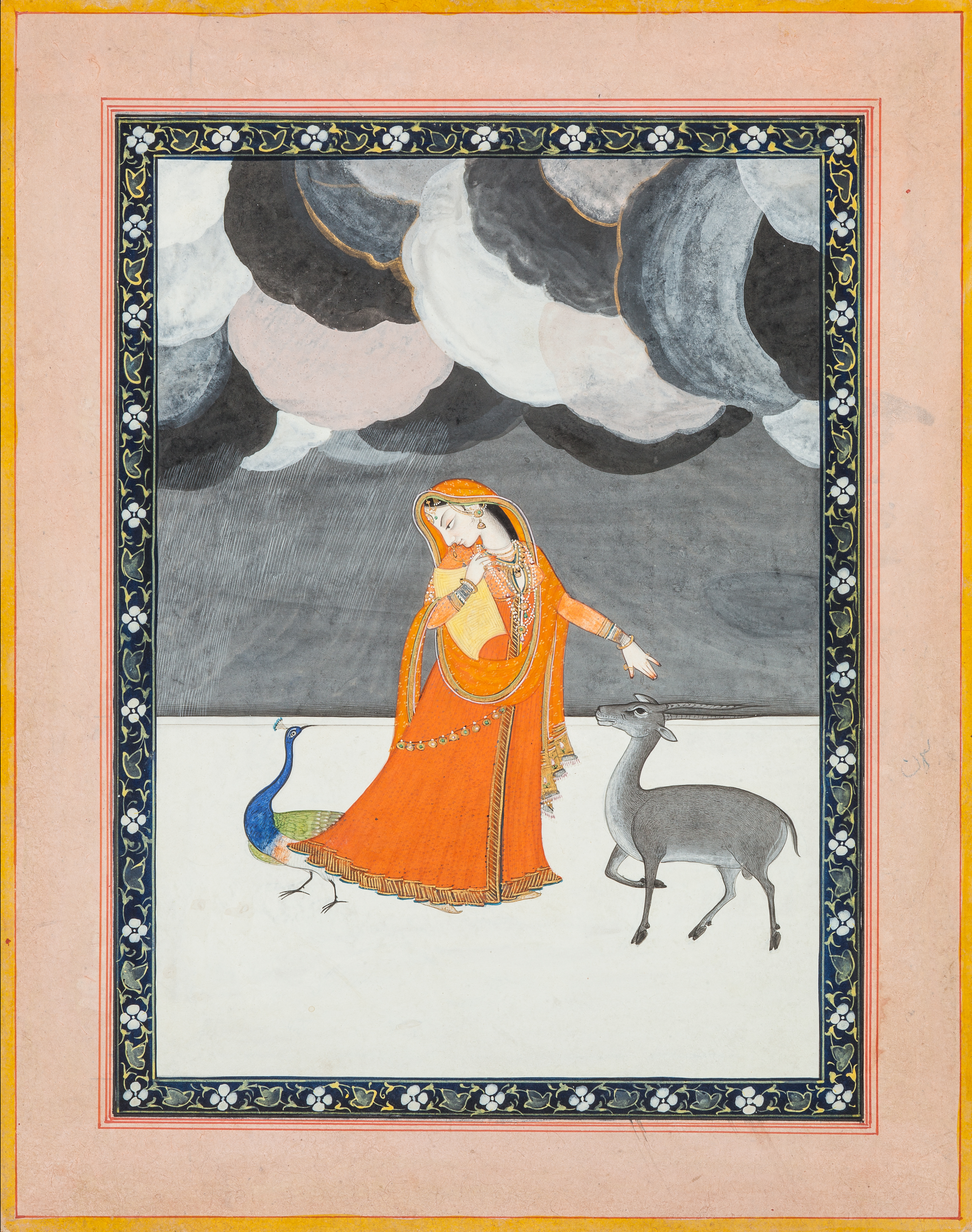 Utka Nayika with a Deer and Peacock