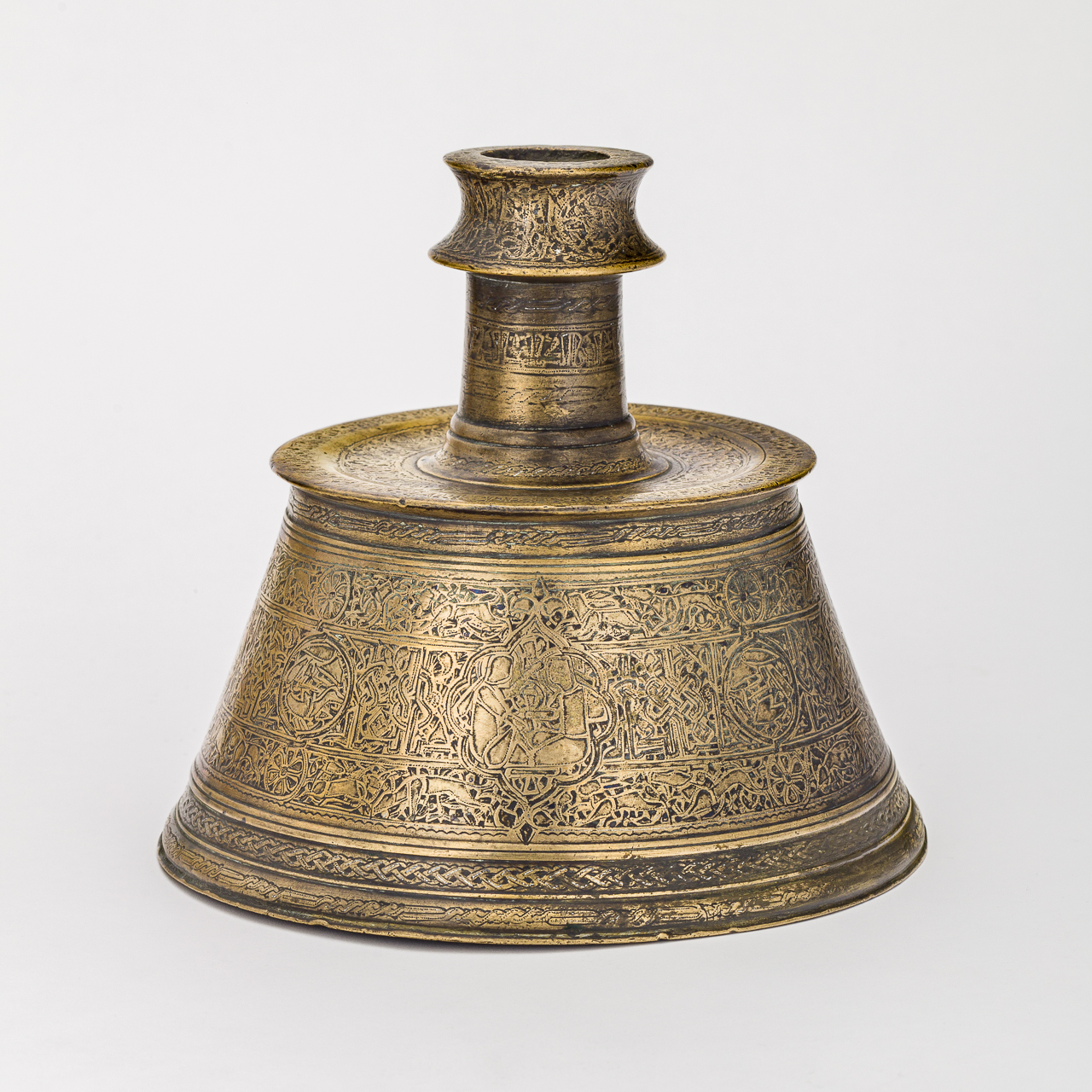 Mosul School Brass Candlestick (Sham'dān)