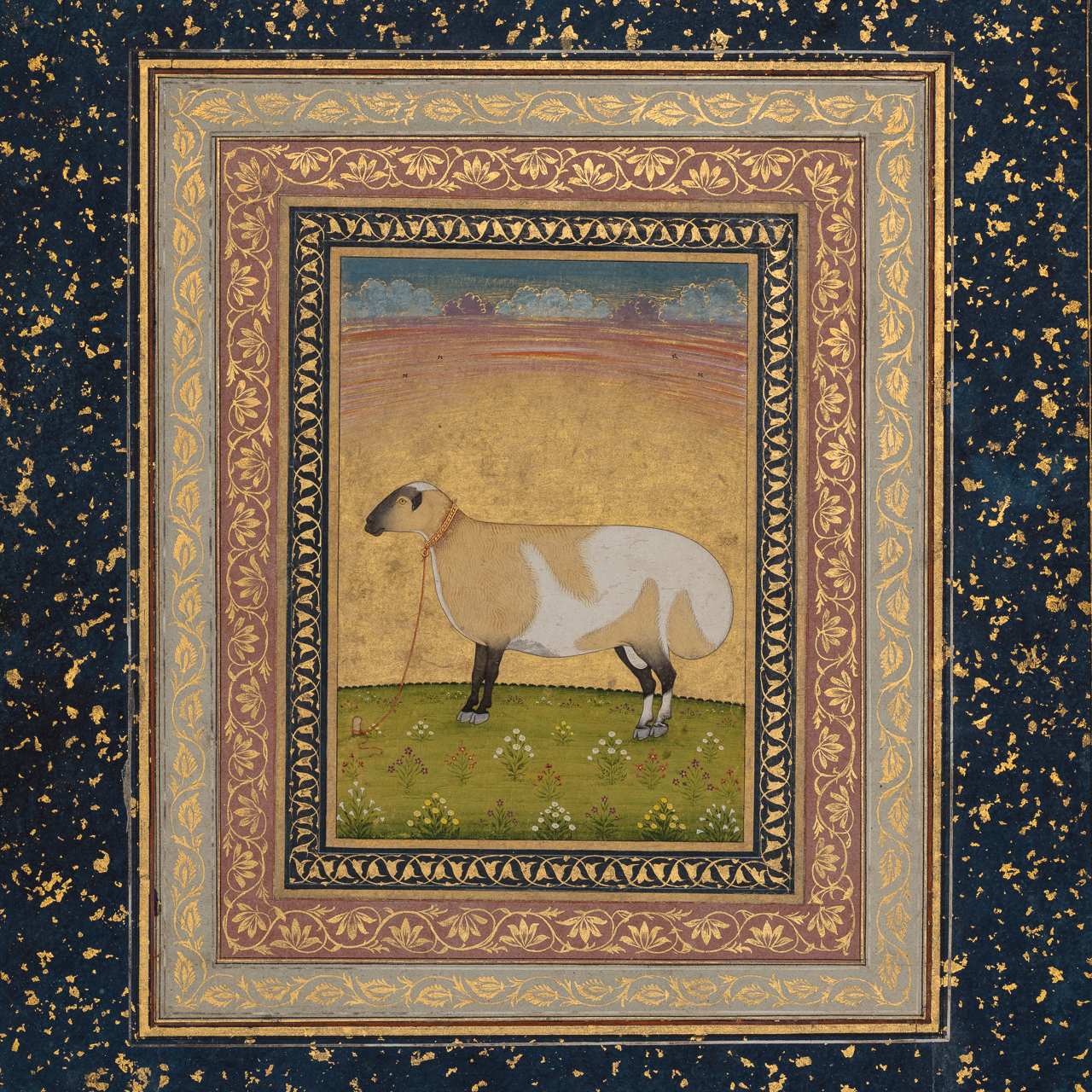 Miniature of a Fat-Tailed Sheep in a Meadow