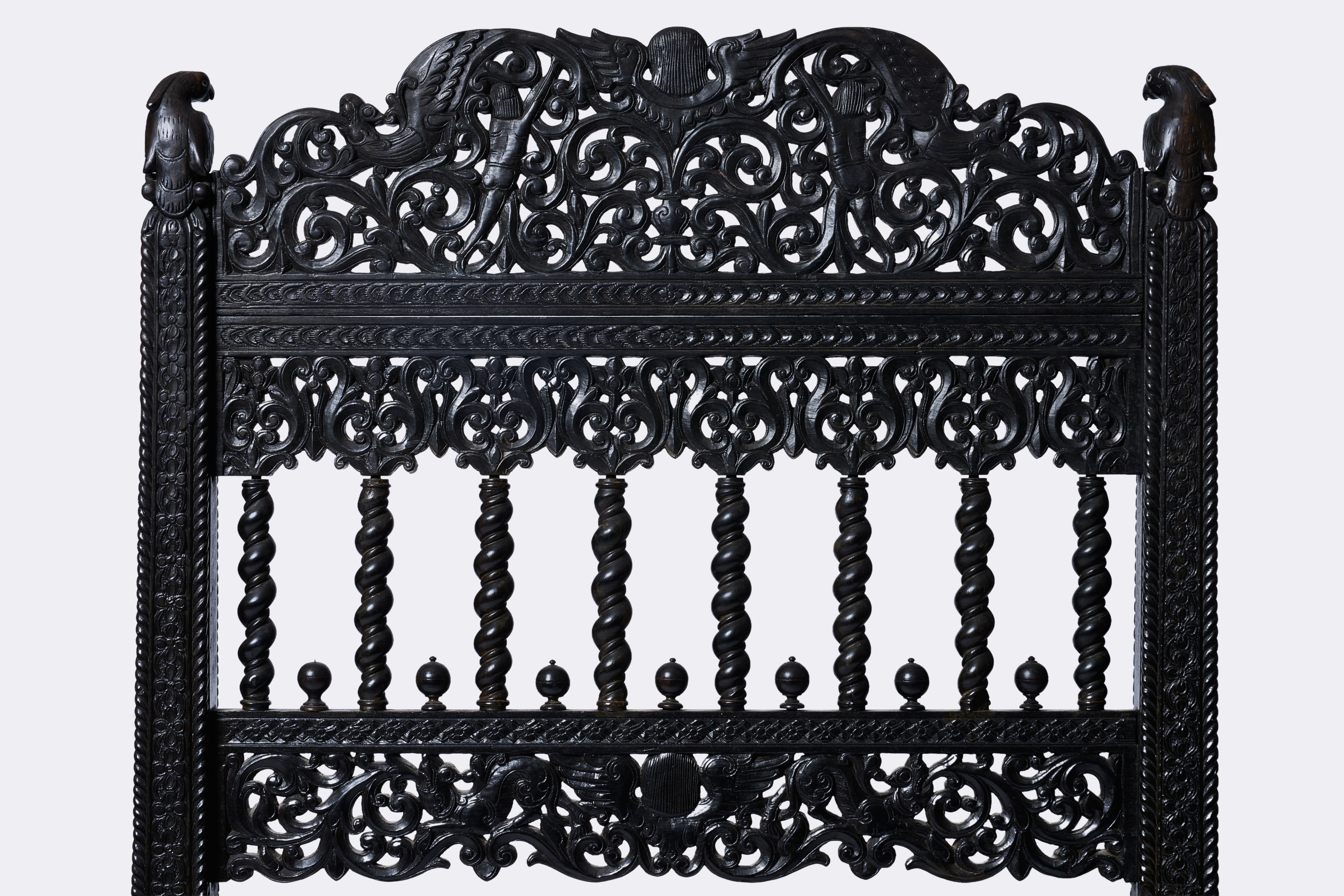 Indo-Dutch Carved Ebony Chair